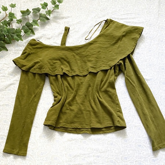 Anthro Postmark ruffle long sleeve 100% cotton top - Picture 3 of 6